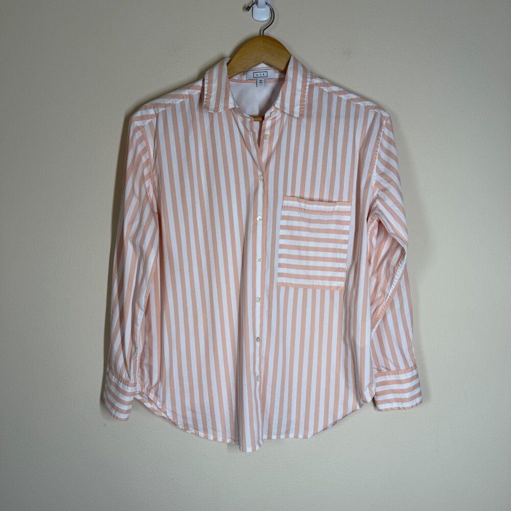 AYR The Deep End Shirt Orange Striped Size S Minimalist Capsule Preppy Work - Picture 2 of 9